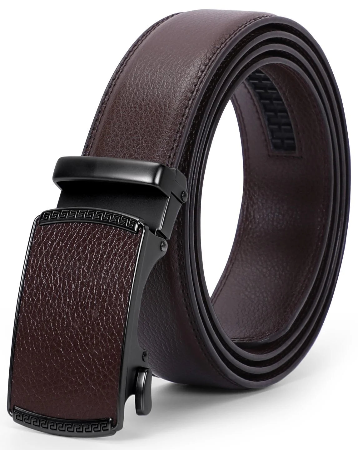 Men'S Ratchet Belt, Leather Dress Belt for Men, Adjustable Trim to Fit