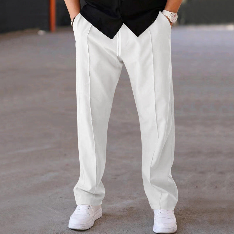 Men'S Trousers Sports Casual Loose Straight Pants with Drawstring Design Clothing