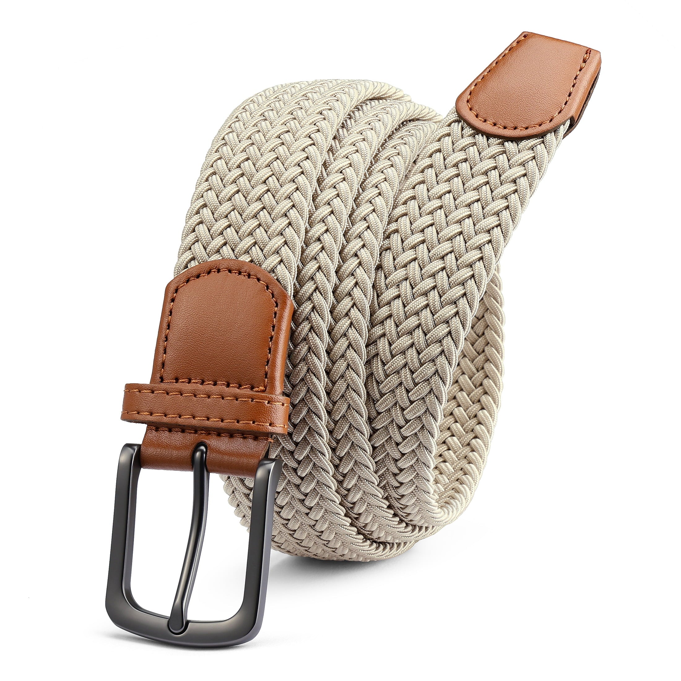 Mens Belt Wowens Belt Elastic Braided Woven Belt, Belt for Casual Golf Pants 1 3/8"(35Mm)