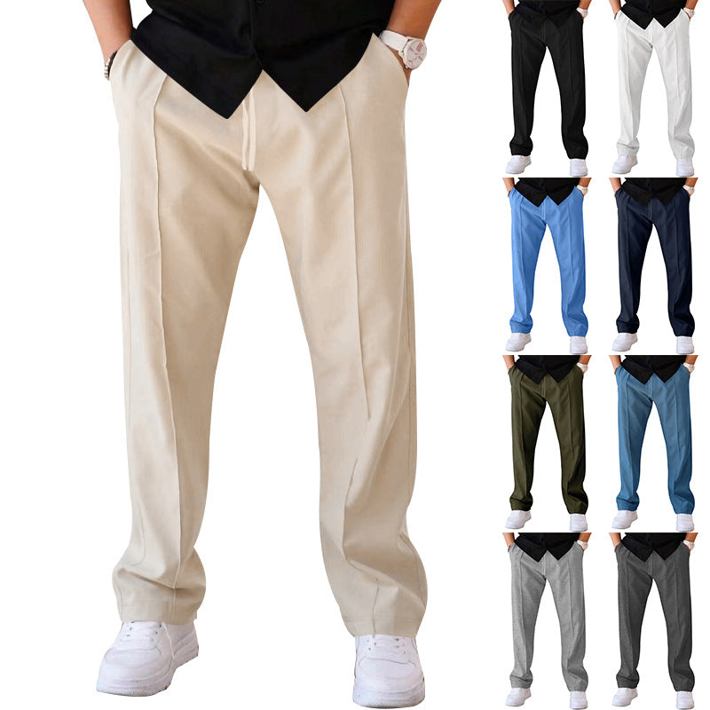 Men'S Trousers Sports Casual Loose Straight Pants with Drawstring Design Clothing