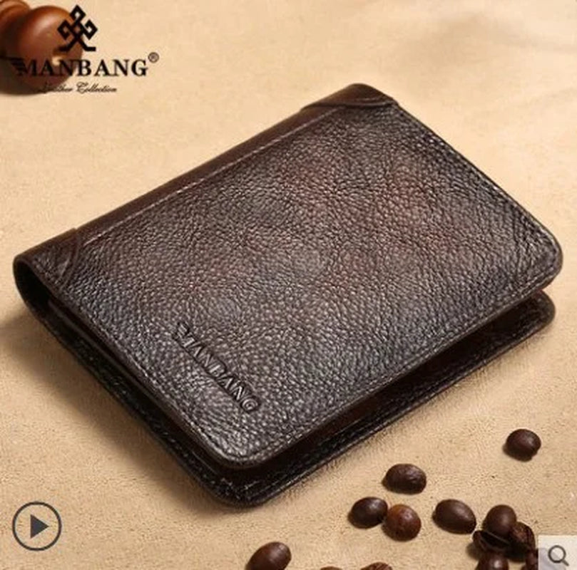 Men'S Wallets RFID Genuine Leather Trifold Wallets for Men with ID Window and Credit Card Holder