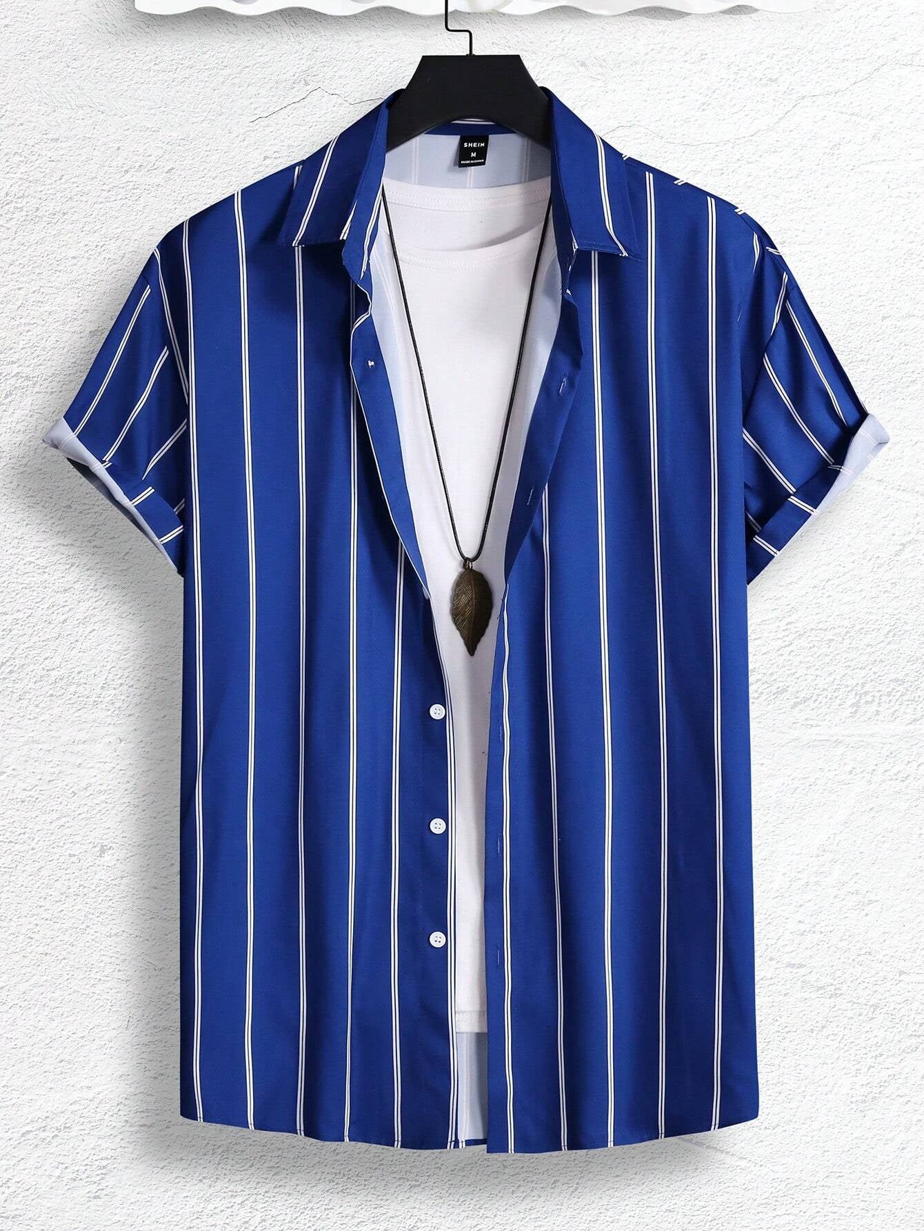 Manfinity Homme Men Striped Print Shirt without Tee