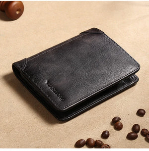 Men'S Wallets RFID Genuine Leather Trifold Wallets for Men with ID Window and Credit Card Holder