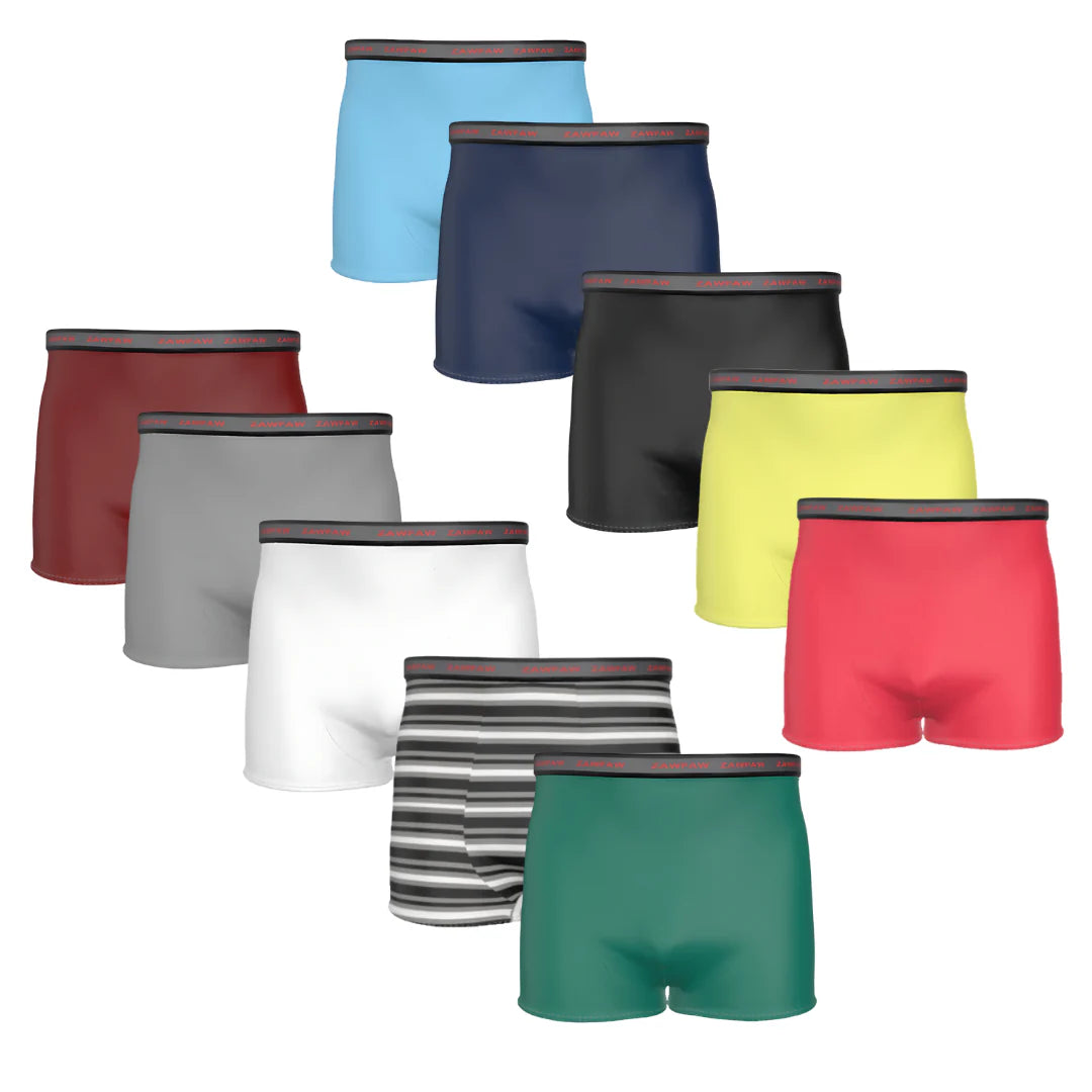 Men'S 100% Cotton Boxers 6 Pack Stretch Waist Band Comfort Plus